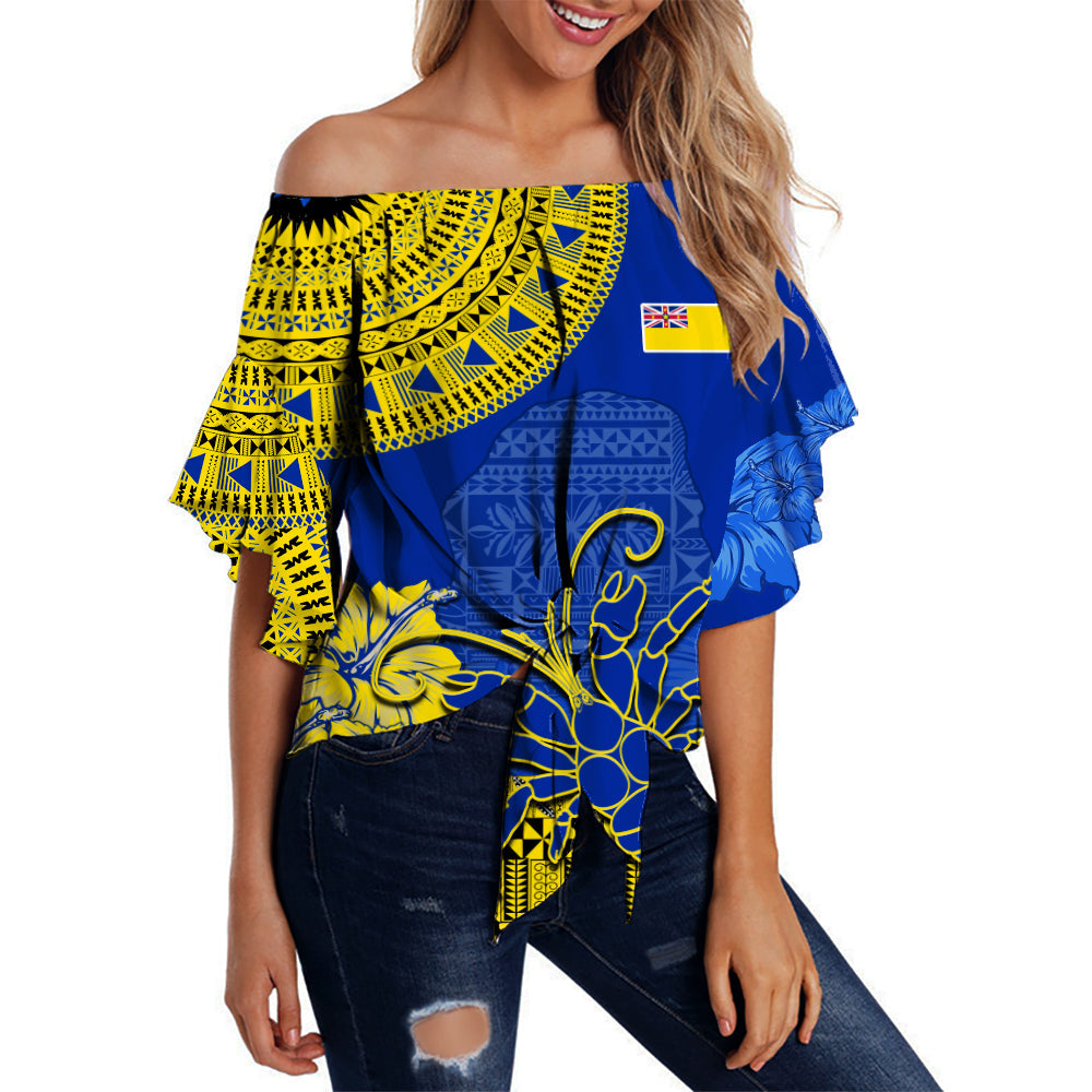 Niue Hiapo Off Shoulder Waist Wrap Top Rock of Polynesia Tapa Niuean Crab Happy Day