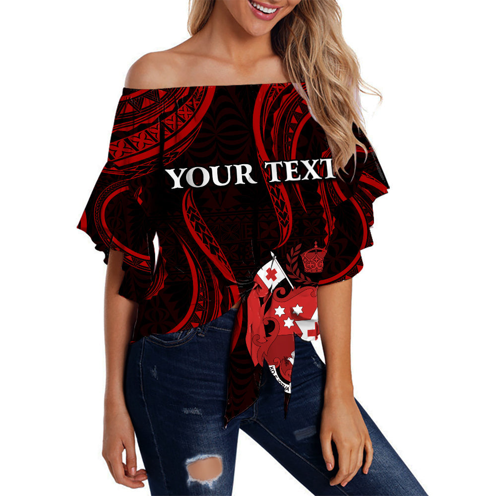 (Custom Personalised) Tonga Pattern Off Shoulder Waist Wrap Top Always Proud