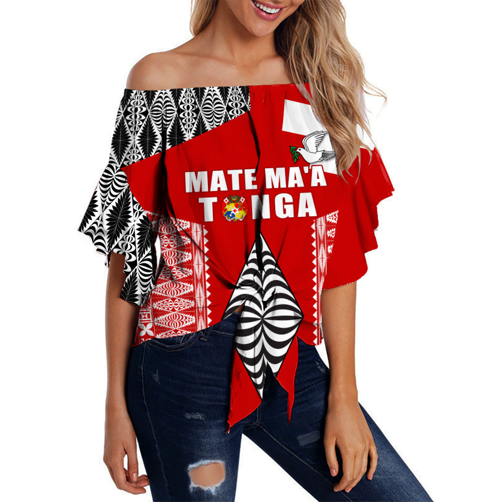 Tonga Rugby Off Shoulder Waist Wrap Top Kupesi Ngatu Mate Maa Tonga