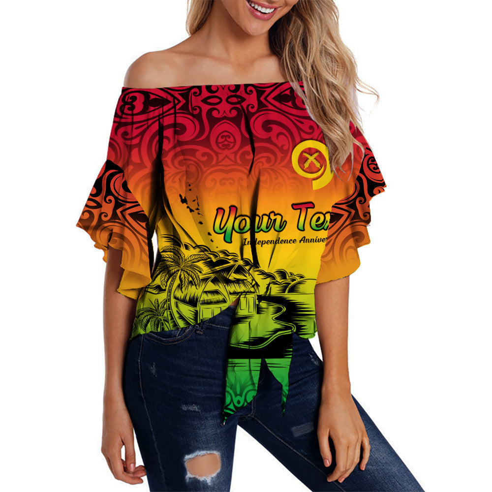 (Custom Personalised) Vanuatu Peaceful Off Shoulder Waist Wrap Top - 42nd Independence Anniversary