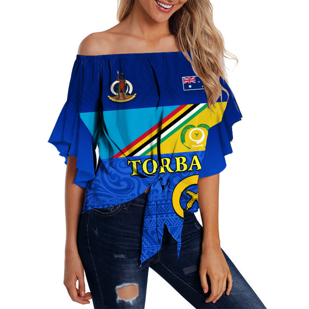 (Custom Personalised) Torba Vanuatu Province Off Shoulder Waist Wrap Top Mix Australia Flag