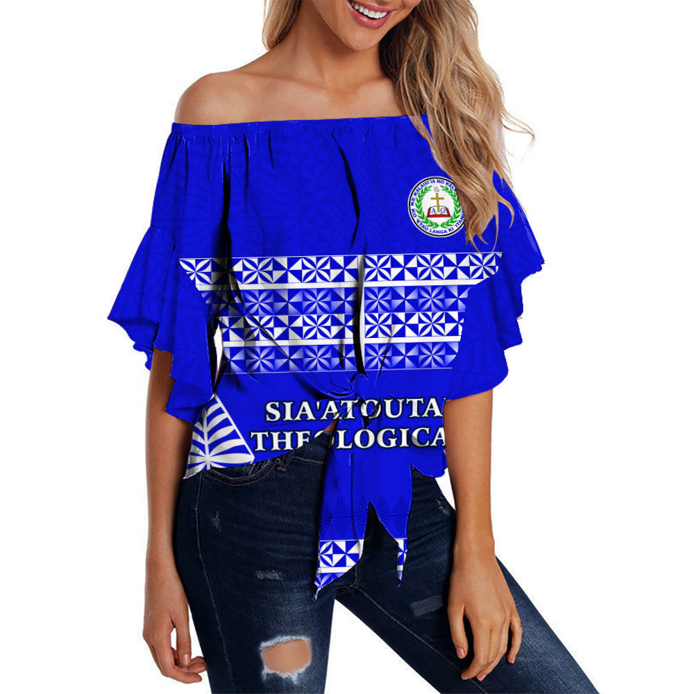 Sia'atoutai Theological College Off Shoulder Waist Wrap Top Tonga Pattern