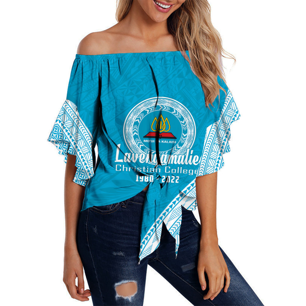 (Custom Personalised) Lavengamalie College Tonga Off Shoulder Waist Wrap Top 42nd Anniversary