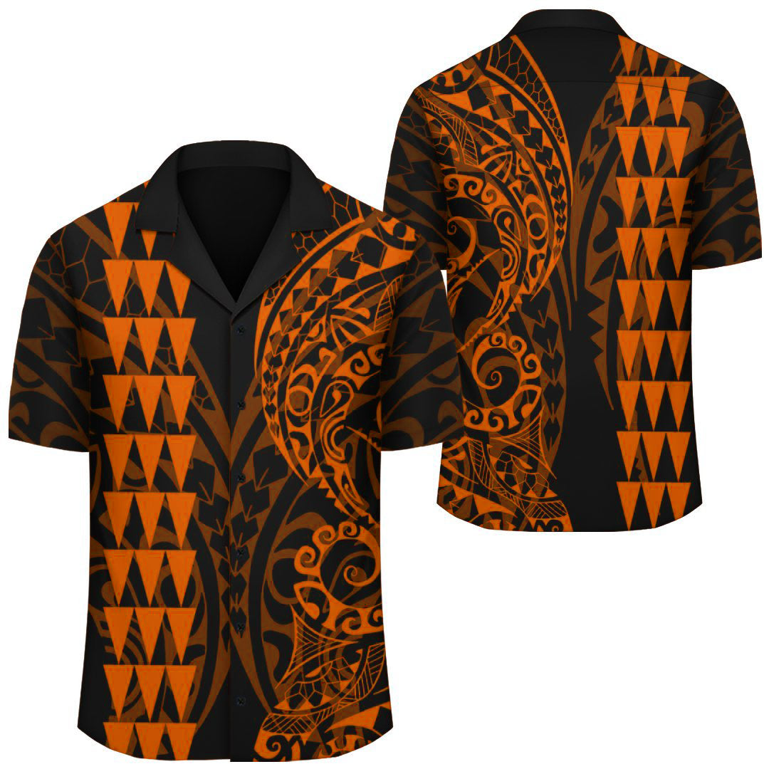 Kakau Polynesian Tribal Hawaiian Shirt Orange