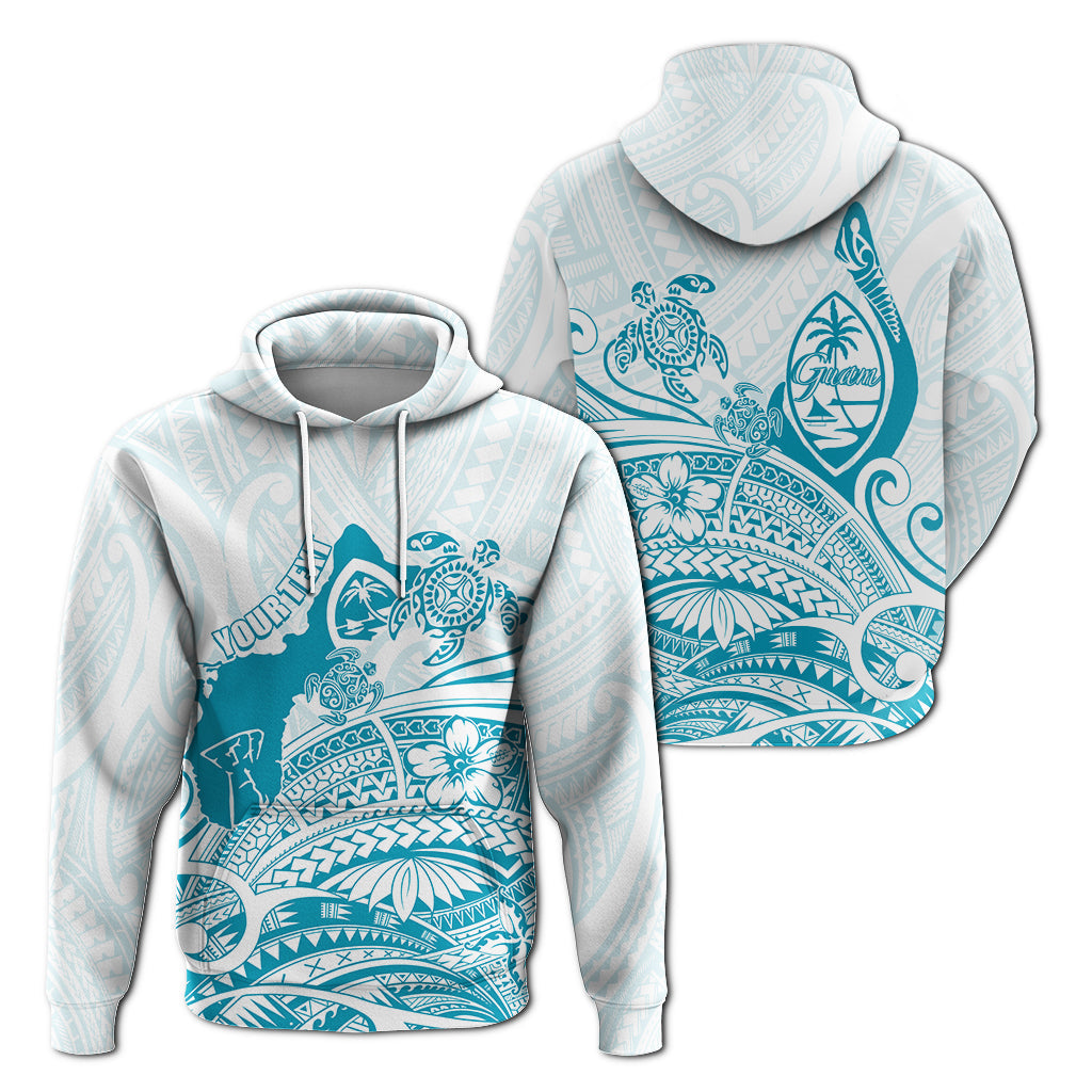 Custom Text Guam Hoodie Ocean and Turtle Simple Style Zip Up Hoodie