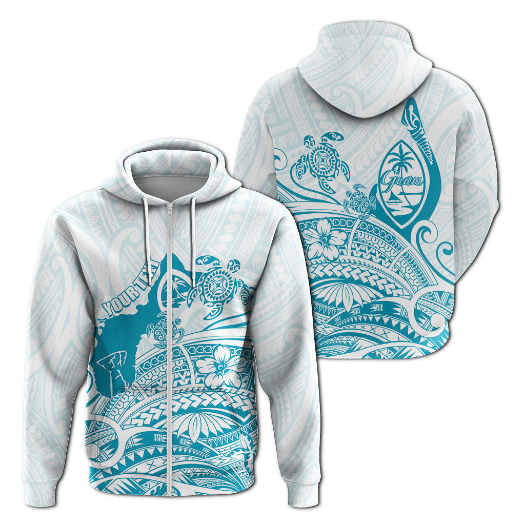 ( Personalized) Guam Zip Up Hoodie Ocean and Turtle Simple Style