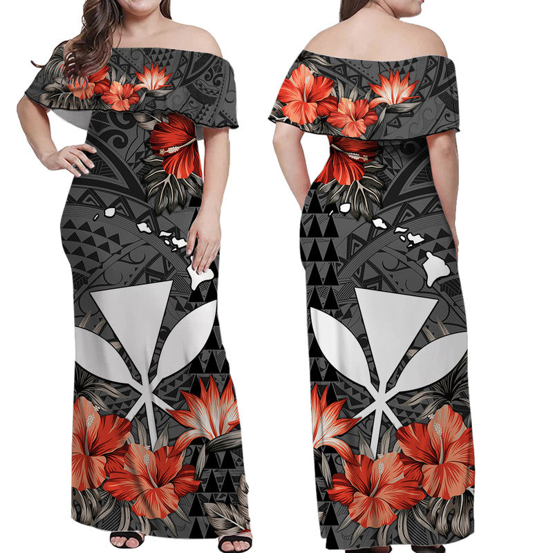 Hawaii Kanaka Maoli Off Shoulder Long Dress Polynesian Vintage Vibes
