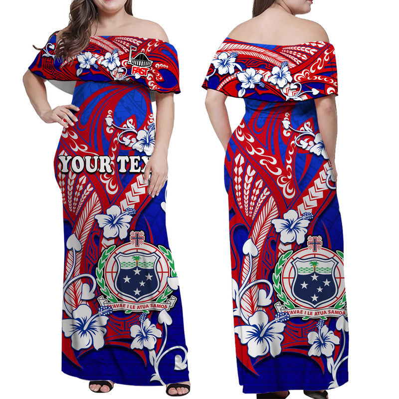 Custom Personalised Special Samoa FAST Party Women Off Shoulder Long Dress Tribal Samoan Hibiscus Design