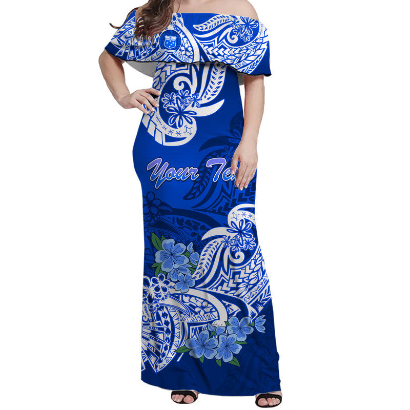 Custom Personalised Polynesian Samoa Floral Tribal Women Off Shoulder Long Dress
