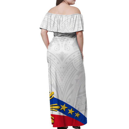Pilipinas Off Shoulder Long Dress Simple Style White