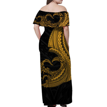 (Custom Personalised) Matching Outfits For Couples Polynesian Valentine Combo Dress And Shirt Heart Tattoo Gold Style