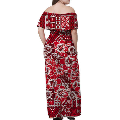 Matching Clothes For Couples Fiji Hibiscus Festival Combo Dress And Shirt Red