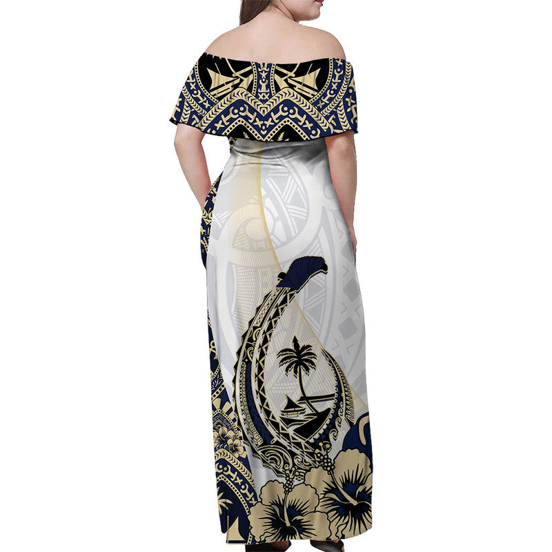 Guam Fish Hook Off Shoulder Long Dress White Style