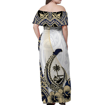 Guam Fish Hook Off Shoulder Long Dress White Style