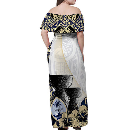 Guam Chamorro Off Shoulder Long Dress White Style