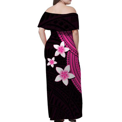 Polynesian Combo Dress And Shirt With Plumeria Flower Pink