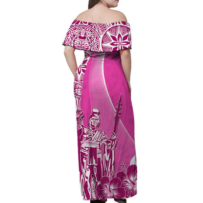 Hawaii Matching Clothes For Couples Hawaiian King Kamehameha Combo Dress And Shirt Vibe Pink Style