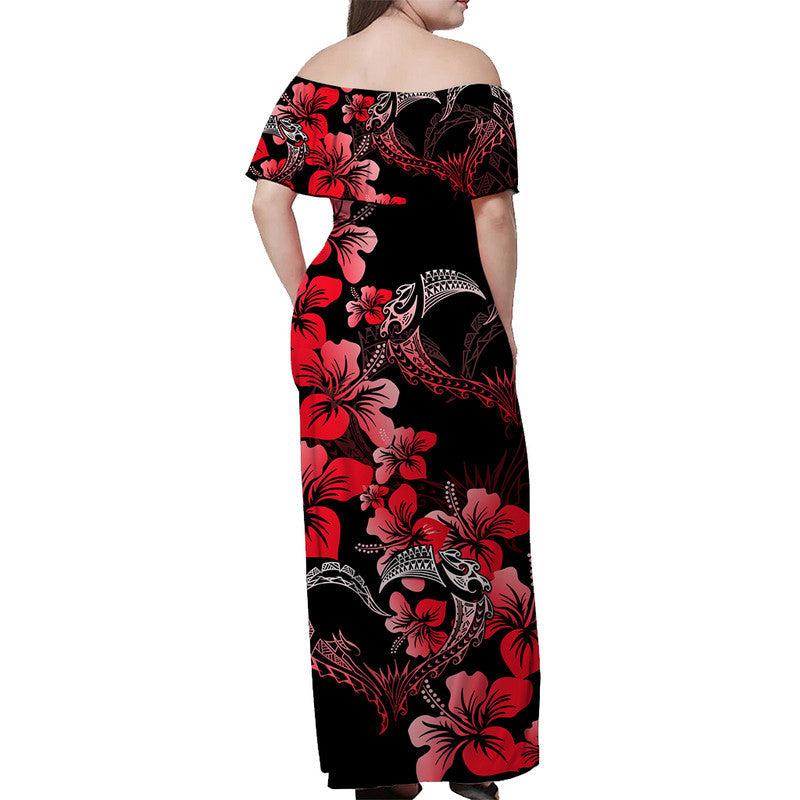 Matching Outfits For Couples Polynesian Valentine Combo Dress And Shirt Hibiscus Flowers Red Style