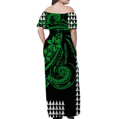 Matching Hawaiian Outfits For Couples Kakau Hawaiian Polynesian Combo Dress And Shirt Green