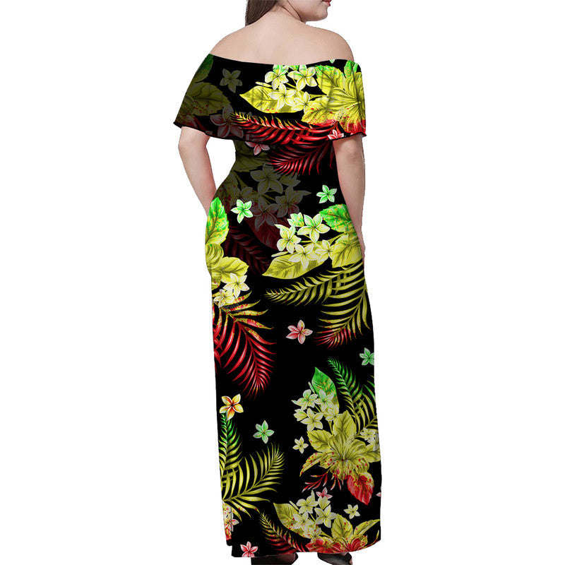 Hawaii Summer Colorful Off Shoulder Long Dress Reggage