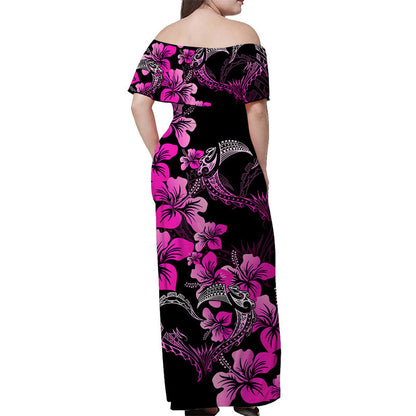 Matching Outfits For Couples Polynesian Valentine Combo Dress And Shirt Hibiscus Flowers Pink Style