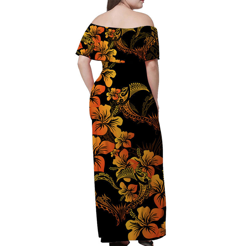 Matching Outfits For Couples Polynesian Valentine Combo Dress And Shirt Hibiscus Flowers Orange Style