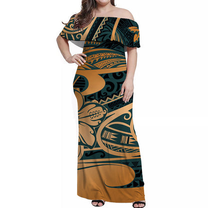 Hawaii Matching Outfits For Couples Polynesian Tribal Combo Dress And Shirt