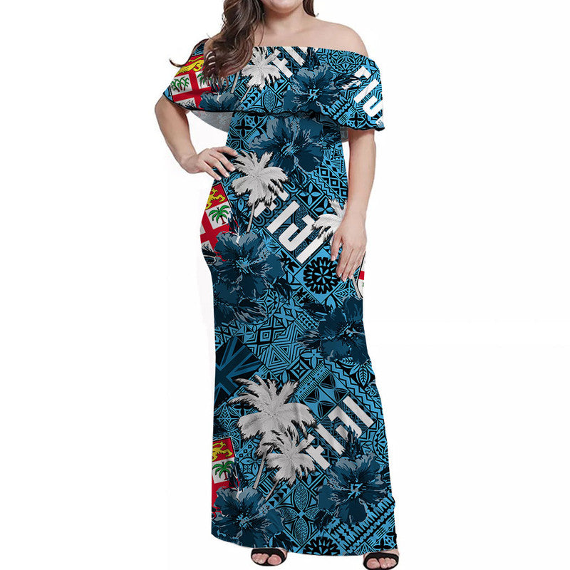 Fiji Hibiscus Off Shoulder Long Dress Hawaii Style No.1