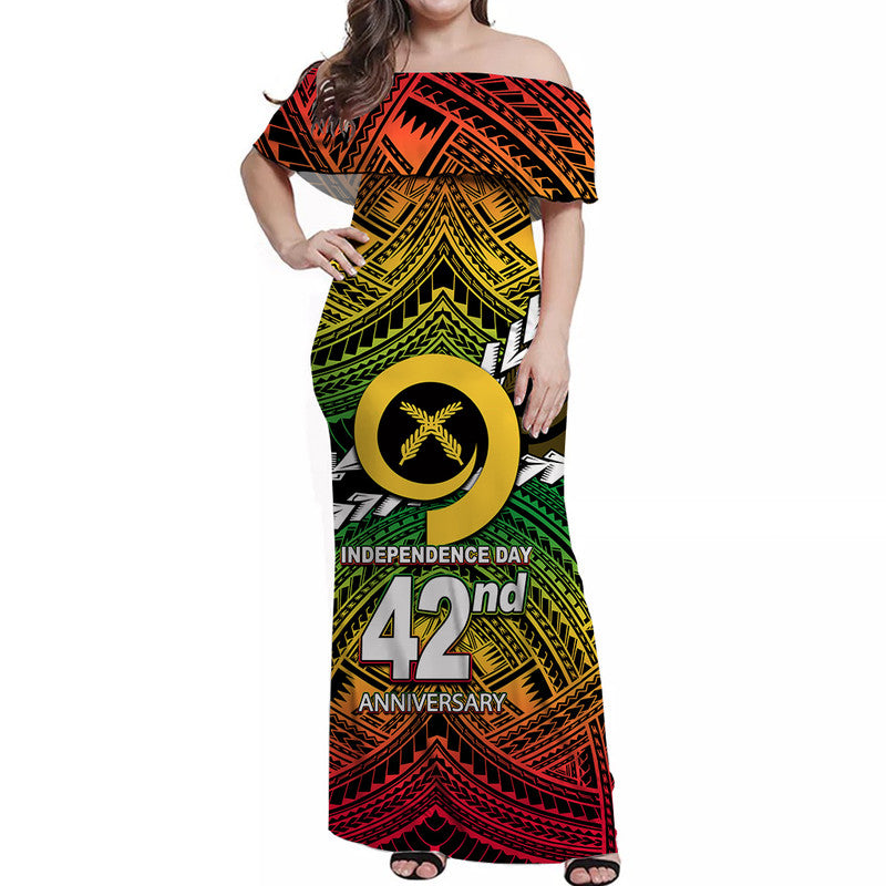 Vanuatu Independence Day 42nd Anniversary Off Shoulder Long Dress