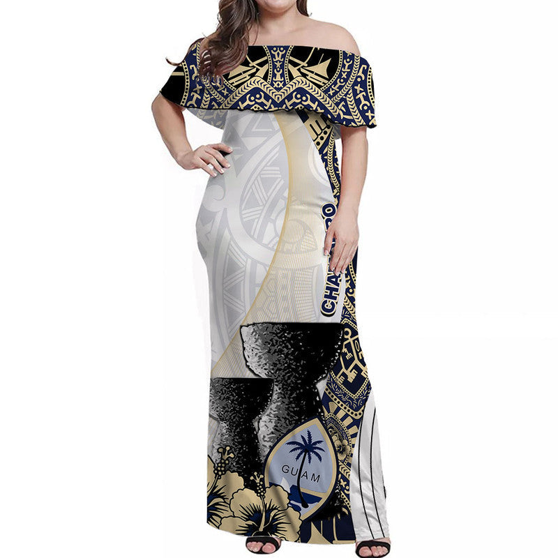 Guam Chamorro Off Shoulder Long Dress White Style