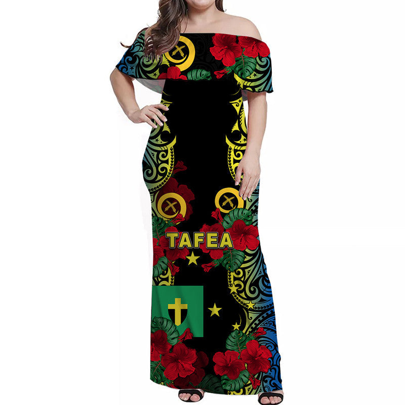 Vanuatu Tafea And Hibiscus Off Shoulder Long Dress
