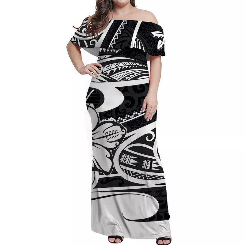 Matching Outfits For Couples Polynesian Tribal Combo Dress And Shirt Black