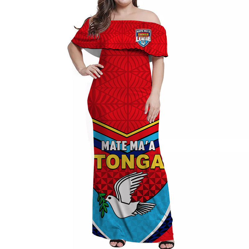 Tonga Mate Ma'a Rugby Off Shoulder Long Dress Jersey