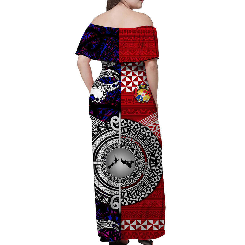 New Zealand And Tonga Off Shoulder Long Dress Together Purple