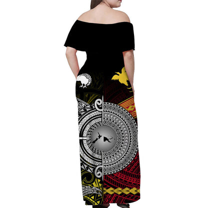New Zealand And Papua New Guinea Off Shoulder Long Dress Together Yellow