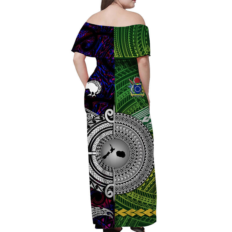 New Zealand And Cook Islands Off Shoulder Long Dress Together Purple