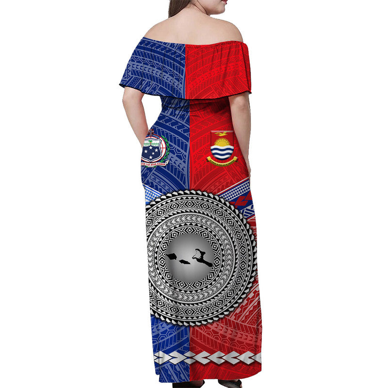 Samoa And Kiribati Off Shoulder Long Dress Together