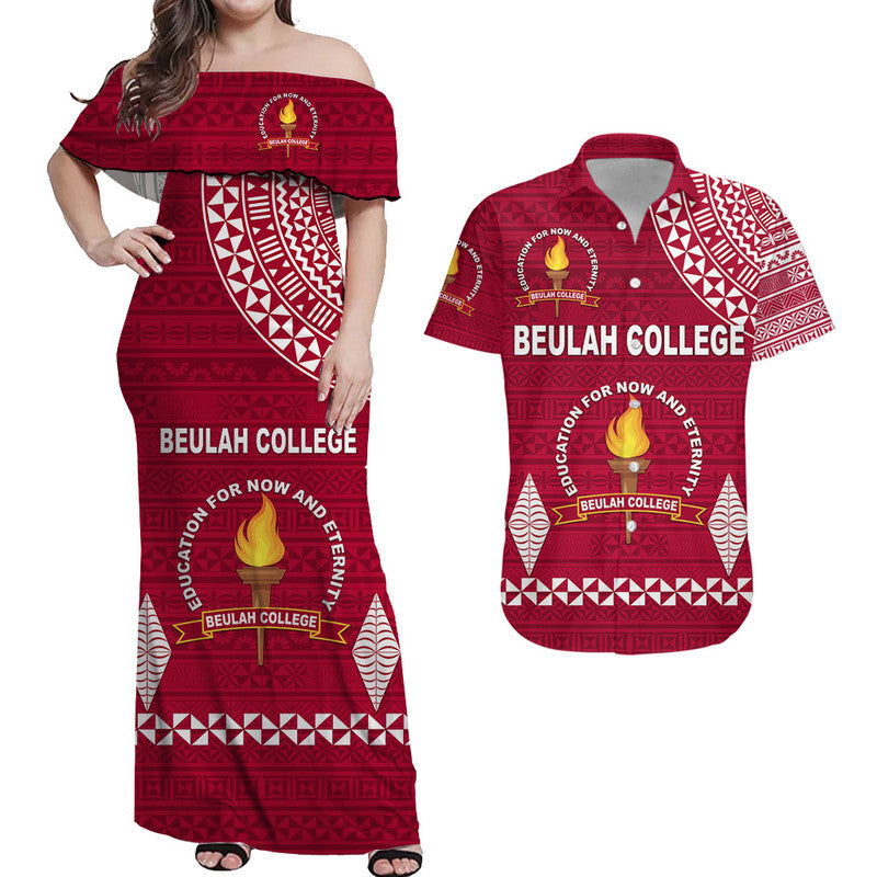 (Custom Personalised) Matching Outfits For Couples Tonga Beulah College Combo Dress And Hawaiian Shirt Simple Style