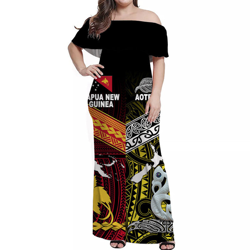 New Zealand And Papua New Guinea Off Shoulder Long Dress Together Yellow
