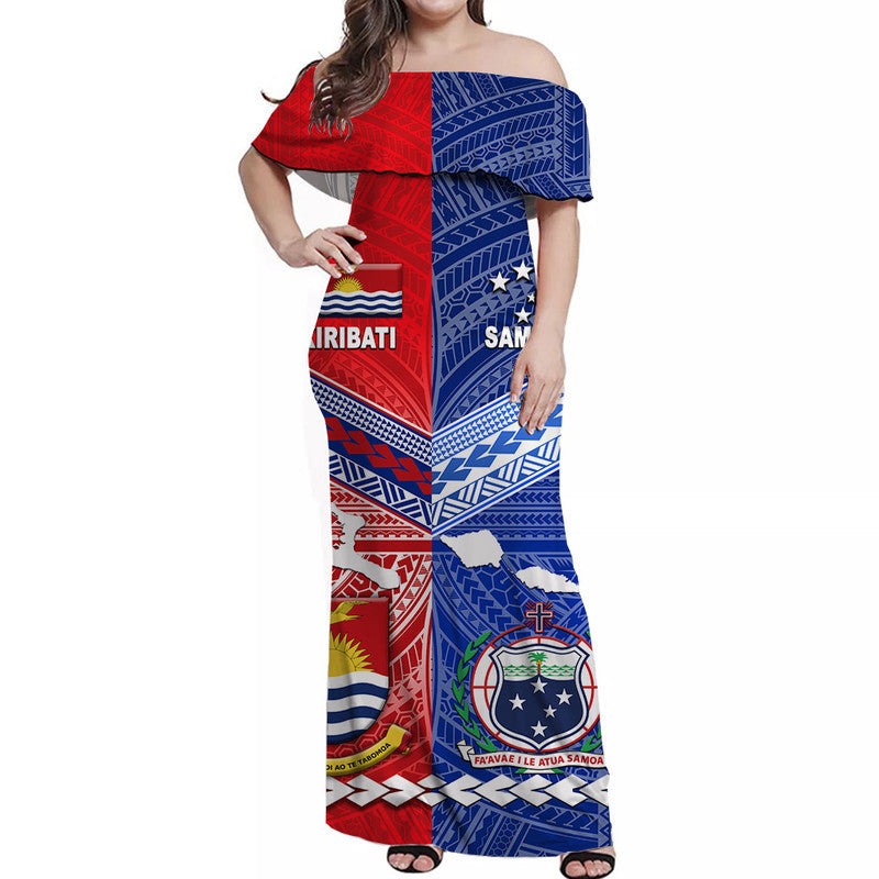 Samoa And Kiribati Off Shoulder Long Dress Together
