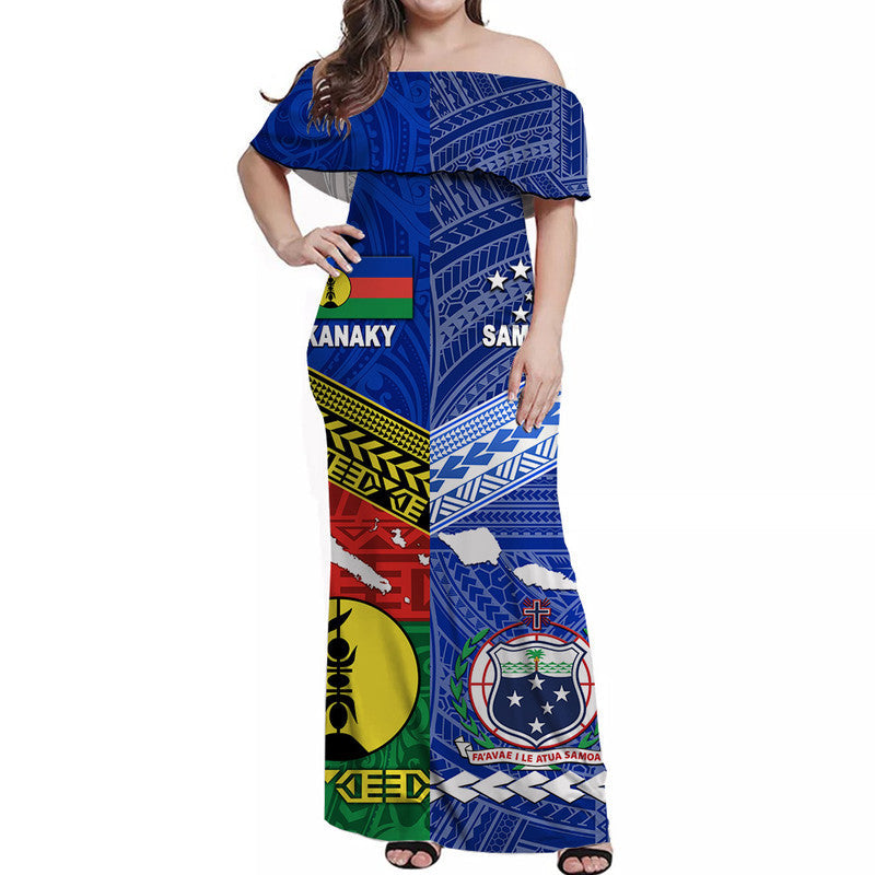 Samoa And Kanaky New Caledonia Off Shoulder Long Dress Together