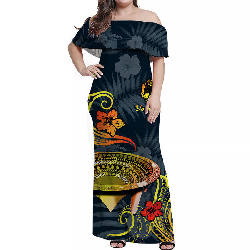 Custom Personalised Tonga Kumete Kava Bowl Off Shoulder Long Dress Sila Vibes Gradient
