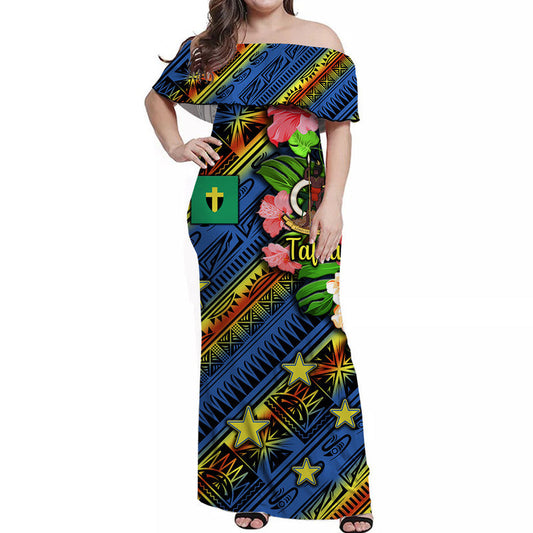 Vanuatu Tafea Off Shoulder Long Dress Independence Be Proud