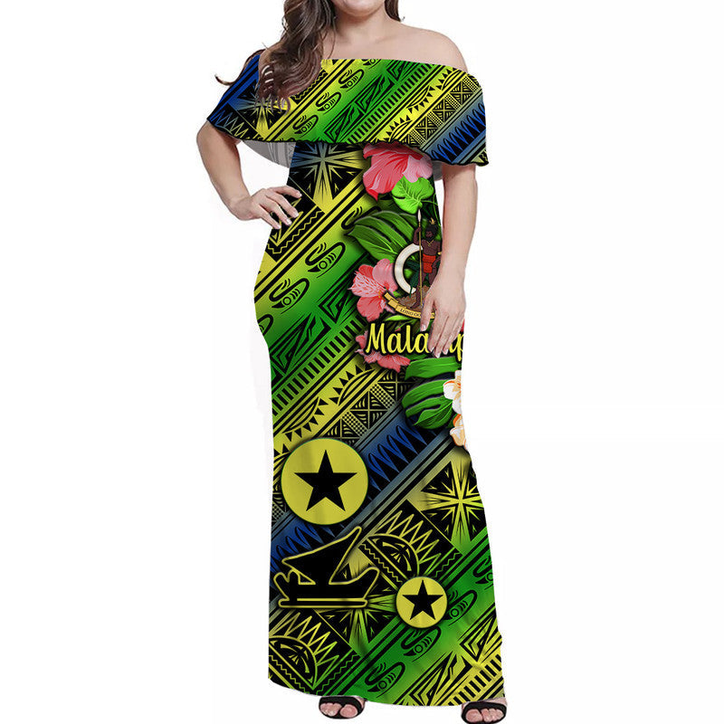 Vanuatu Malampa Off Shoulder Long Dress Independence Be Proud