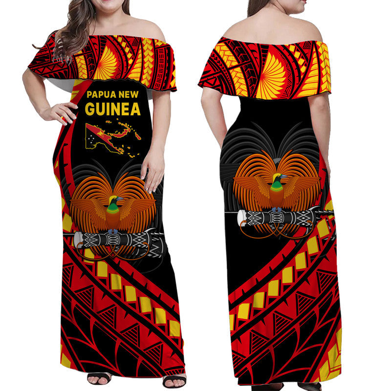 Papua New Guinea Women Off Shoulder Long Dress The Greater Bird of Paradise