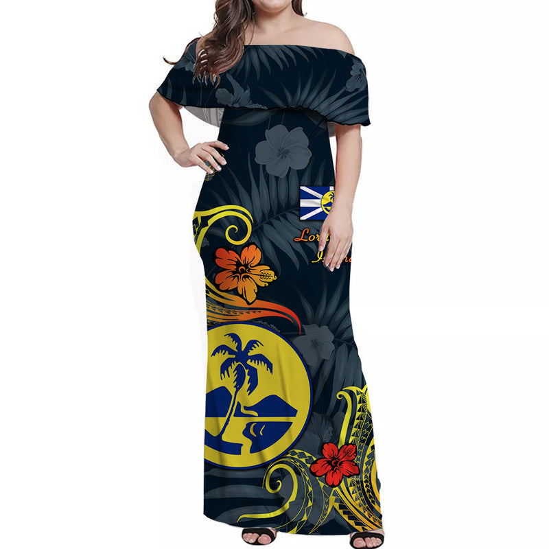 Lord Howe Island Off Shoulder Long Dress Unique Polynesian Gradient Vibes