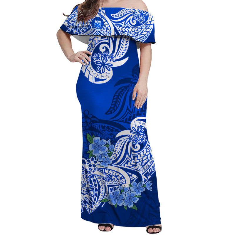 Polynesian Samoa Floral Tribal Women Off Shoulder Long Dress