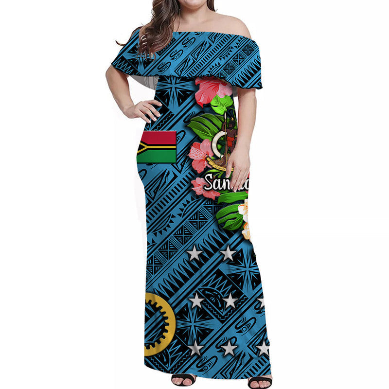 Custom Personalised Vanuatu Sanma Off Shoulder Long Dress Independence Be Proud