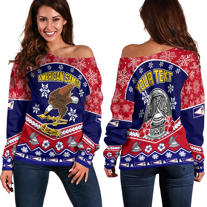 (Custom Personalised) American Samoa Tribal Polynesian Christmas Vibe Women Off Shoulder Sweater