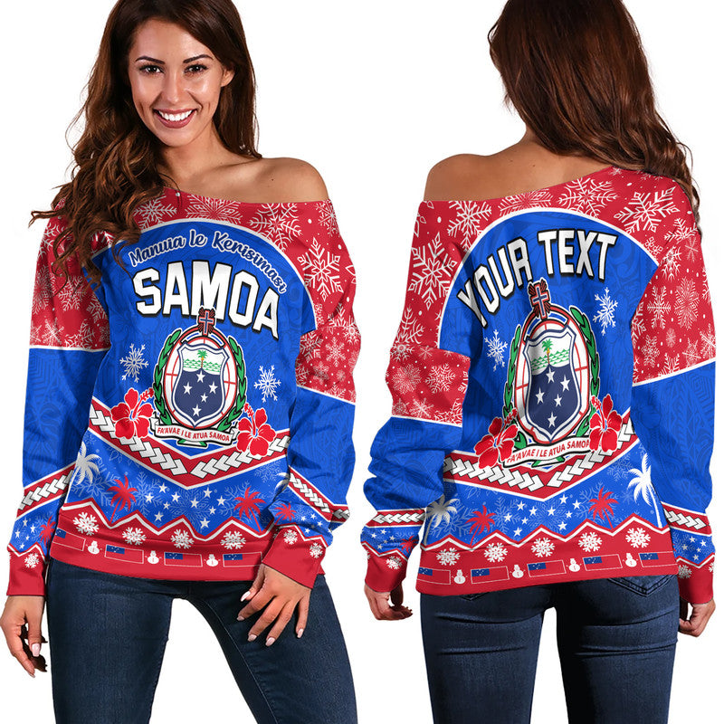 (Custom Personalised) Samoa Tribal Polynesian Christmas Vibe Women Off Shoulder Sweater